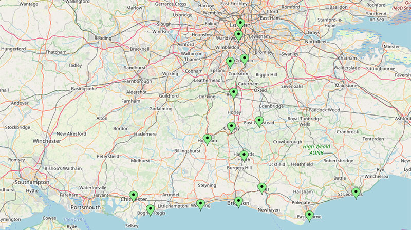 map london surrey redhill sussex family mediation south east